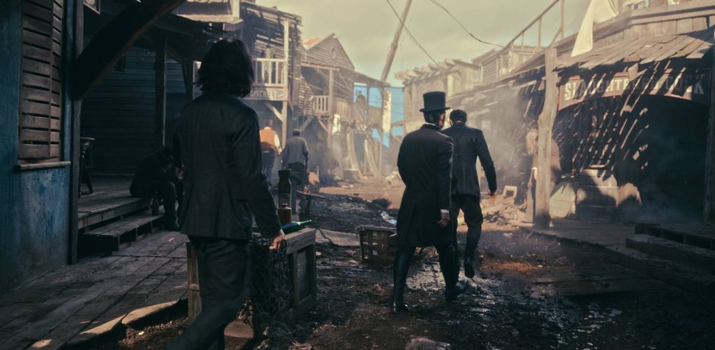 VFX Breakdown image of Warrior Season 3. Sky Replacement, Cleanup and camera projection.